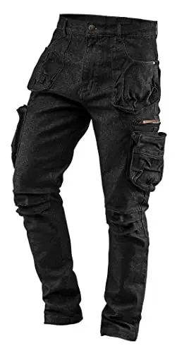 Produktbild: NEO TOOLS 5-Taschen-Arbeitshose Denim, schwarz, 98% Baumwolle, 2% Elasthan, multifunktionale und geräumige Taschen, Komfort-Einsatz im Schritt und unterhalb des Knies, profiliertes Knie, Größe M