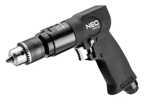 Produktbild: NEO TOOLS Pneumatische Bohrmaschine, 10 mm, 1 800 m⁻¹, Arbeitsdruck 6-8 bar, Entnahme 115 l/min, Rechtslauf/Linkslauf, Masse 1,4 kg