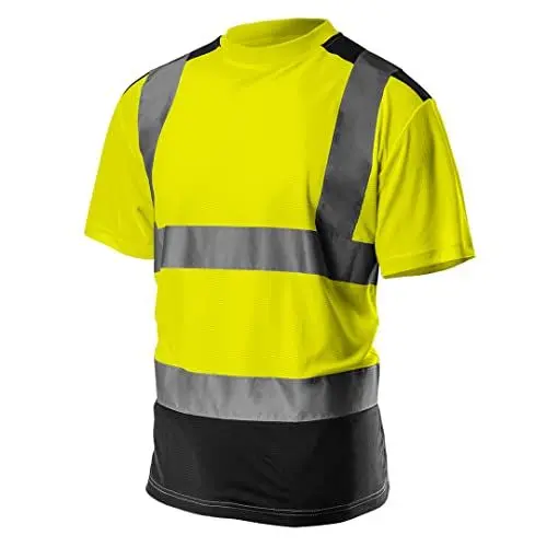 Produktbild: NEO TOOLS Profi Warnschutz T-Shirt Kurzarm Arbeitsshirt Arbeits warnshirt reflektierende Zonen Warnshirt Arbeitshemd orange oder gelb S-XXL (gelb, L)