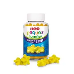 Produktbild: Neo Peques - Omega 3 DHA Gummibärchen für Kinder ab 3 Jahren - 30 Einheten(1 Monat) - 100% Natürliche Inhaltsstoffe - Gummi Enthält Cholin, Vitamine B das Gedächtnis - Zitronengeschmack