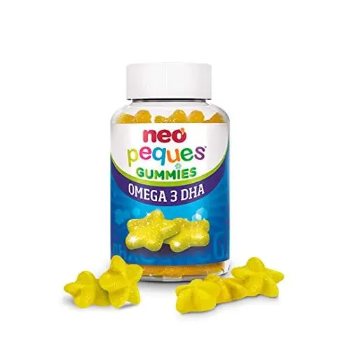 Produktbild: Neo Peques - Omega 3 DHA Gummibärchen für Kinder ab 3 Jahren - 30 Einheten(1 Monat) - 100% Natürliche Inhaltsstoffe - Gummi Enthält Cholin, Vitamine B das Gedächtnis - Zitronengeschmack