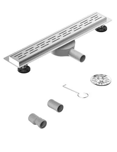 Produktbild: Neodrain Duschrinne 60cm Edelstahl Bodenablauf 360° Siphon Duschablauf Flach mit Geruchsstop, Haarsieb und Adapter Für Duschen