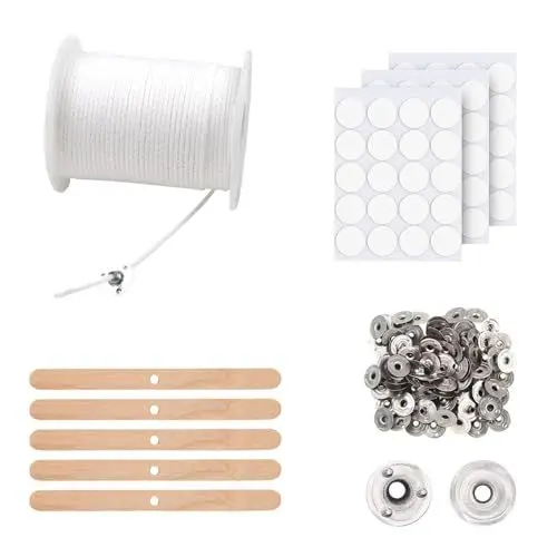 Produktbild: Neodtx Kerzendocht 6100cm Kerzendochte Für Kerzen Kerzen Docht Set Weiß Candle Wick Mit 100 Stück Dochthalter Für DIY Kommunionkerze Weihnachten Kerzenherstellung (Weiß)