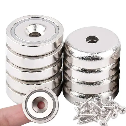 Produktbild: Neodym Magnete Extra Stark, Rund Magnet mit Loch, 20mm Stark Magnete zum Schrauben, Magnete mit Schrauben, Magnete Rund mit Loch zum Aufhängen An Der Wand, für Werkzeugräume, Arbeitsplätze, 10 Stück