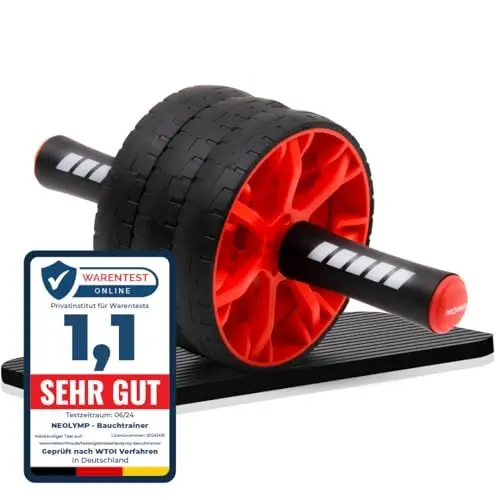 Produktbild: NEOLYMP Bauchtrainer für Zuhause mit Knieauflagen Matte und Bauchroller Videoübungen - Bauchmuskeltrainer, Ab Roller, Bauchtrainer Roller, Coremaster Trainingsgerät