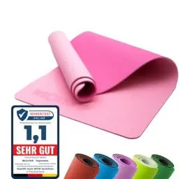 Produktbild: NEOLYMP Yogamatte rutschfest mit Tragegurt und Übungen - leichte Yogamatte dünn, umweltfreundliche Gymnastikmatte, Sportmatte, Turnmatte, Yoga Starter-Set