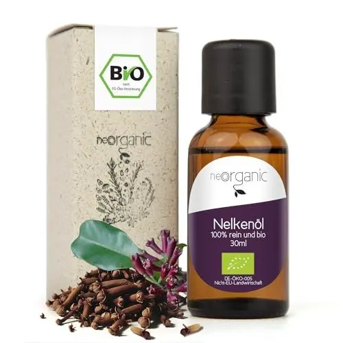 Produktbild: NeoOrganic® Bio Nelkenöl (Premium Grade) Gewürznelkenöl - naturreines ätherisches bio Nelken Öl aus CO2 Extraktion - nelkenöl bio zum einnehmen - Nelken Duftöl Clove Oil - 30ml