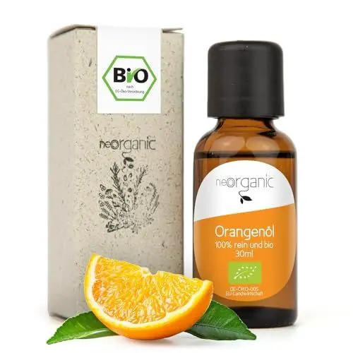 Produktbild: NeoOrganic® Bio Orangenöl (Citrus Aurantii Dulcis) 100% naturrein - aus echten Orangen kaltgepresst - zum Verzehr geeignet - Ätherisches Öl Orange - Duftöl direkt aus Sizilien - 30 ml