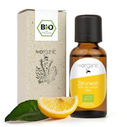 Produktbild: NeoOrganic® Bio Zitronenöl (Citrus Limon) 100% naturreines ätherisches Öl der echten Zitrone - aus sonnengreiften Zitronen kaltgepresst - zum Verzehr geeignet - Limonenöl - 30ml