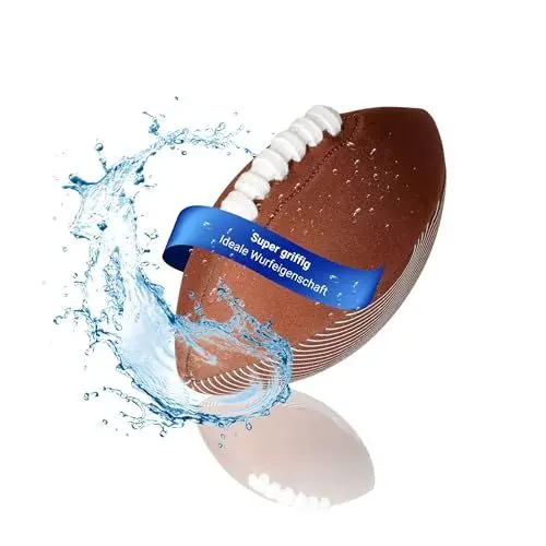 Produktbild: Neopren Mini American Football 'Touchdown' - Aufblasbarer Wasserball für Erwachsene & Kinder - Ideal für Strand, Freibad, Garten oder Meer - Strandball mit griffiger Oberfläche, Farbe:blau/grün