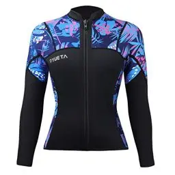 Produktbild: Neoprenanzug-Oberteil für Damen, 2 mm Neopren-Neoprenanzüge, Jacke, hält warm, Reißverschluss vorne, lange Ärmel, Tauchanzug für Tauchen, Surfen, Schnorcheln, Schwimmen