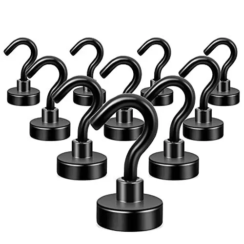 Produktbild: Neosmuk Magnethaken Schwarz, 10kg Extra Starke Magnetische Haken für Camping, Werkstatt, Spind, Kleiderhaken mit Neodym Magnet für Outdoor und Kreuzfahrt Zubehör