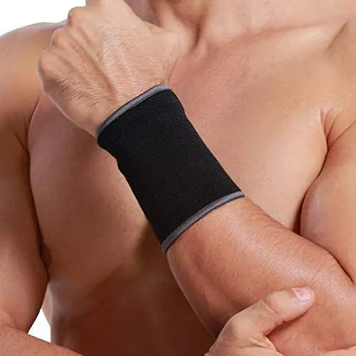 Produktbild: NEOtech Care Handgelenkbandage - elastisches und atmungsaktives Strickgewebe für Tennis, Fitnessstudio, Sport (Schwarz, 1 Einheit, Größe XL)