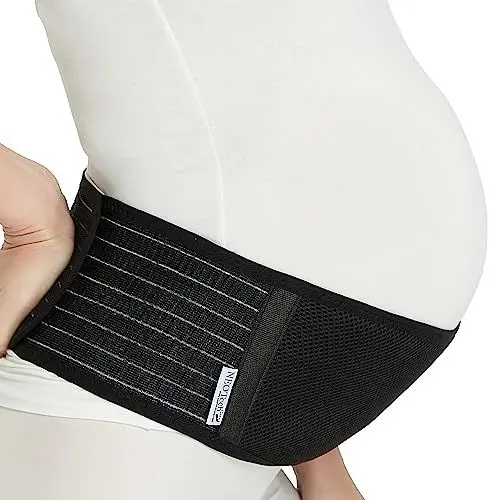 Produktbild: NEOtech Care Verstellbarer Umstandsbauchgurt - Leicht und atmungsaktiv - Stützband für schwangere Frauen (Schwarz, Reguläre Größe)