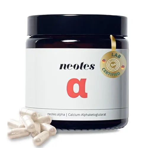 Produktbild: neotes® Calcium-Alphaketoglutarat - 60 hochdosierte Kapseln - 1000mg CaAKG - Premium Nahrungsergänzungsmittel - ohne unnötige Zusätze - in Deutschland produziert & laborgeprüft