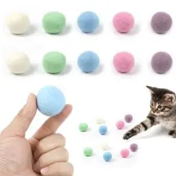 Produktbild: Nepfaivy Interaktives Katzenspielzeug Ball zur Selbstbeschäftigung - 10 Stück Katzenbälle Spielzeug für Katzen Kitten, Natürliches Filzbälle für Katzen aus 100% Wolle