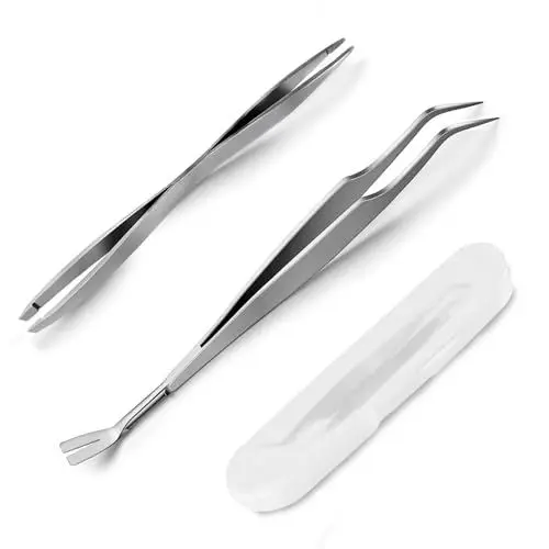 Produktbild: Nepfaivy Zeckenzange für Hunde Katze Mensch - 2er Set Zeckenhaken Zeckenpinzetten Metall für Kinder und Haustier, Einfacher und Sicherer Zeckenentferner Set für Zecken Jeder Größe