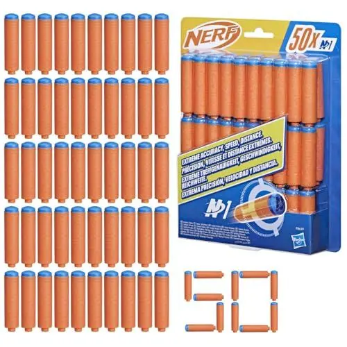 Produktbild: Nerf N Series N1 Darts 50x, zusätzliche Darts für High Performance Blaster der Nerf N Serie mit hoher Treffgenauigkeit und Reichweite, für Jungen und Mädchen