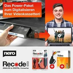 Produktbild: Nero VHS zu USB Video Grabber Recode Stick inkl. Videobearbeitungssoftware | Videoschnitt | Videokassetten digitalisieren | Windows 11 / 10 / 8 / 7