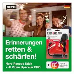 Produktbild: Nero - Retten Sie Ihre Erinnerungen | Video Grabber + Scart Adapter + AI Video Upscaler Pro Unlimited | Videoqualität verbessern| VHS digitalisieren | S-VHS | Hi8 | Super 8 | Windows 11/10