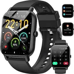 Produktbild: Nerunsa Smartwatch für Damen Herren, 1,85 Zoll Touchscreen Smart Watch mit Anrufe, IP68 Wasserdicht Fitnessuhr mit Herzfrequenzmonitor Schlafmonitor Schrittzähler, Sportuhr für iOS Android, Schwarz