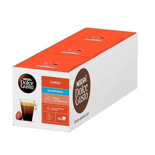 Produktbild: NESCAFÉ DOLCE GUSTO Lungo Decaffeinato Kaffeekapseln 3er Pack (3 x 16 Kapseln)