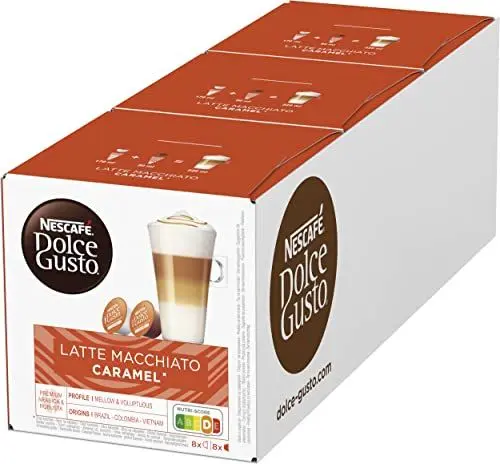 Produktbild: NESCAFÉ DOLCE GUSTO Latte Macchiato Caramel Kaffeekapseln 3er Pack (3 x 16 Kapseln)