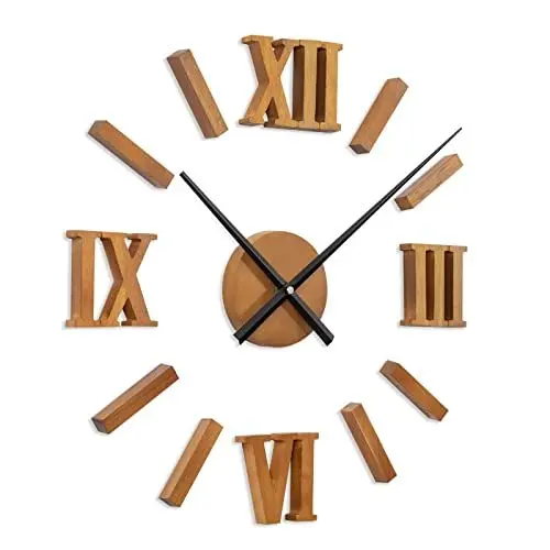 Produktbild: NESIFEE DIY 3D Wanduhren Holz Eiche Große Wanduhr 50-75 cm 3D Modernes Design Wanduhren für Büro Wohnzimmer Schlafzimmer Dekorative Kein Ticken Geräusch Leicht zu lesen Wanduhr