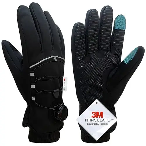 Produktbild: Nesirooh Winterhandschuhe Herren Damen, 3M Thinsulate Wasserdicht Winddicht Warme rutschfest Touchscreen FahrradHandschuhe für Radfahren Laufen Wandern Fahren Skifahren (Schwarz, L)