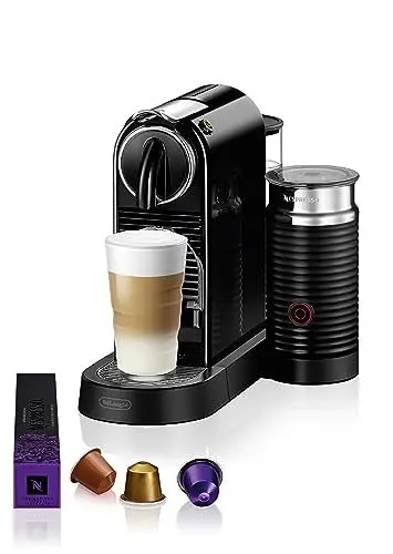 Produktbild: De'Longhi Nespresso Citiz EN267.WAE Kaffeemaschine mit Milchaufschäumer, Energiesparfunktion, 1710W, 1 Liter, 37.2 x 21.8 x 27.7 cm, Schwarz