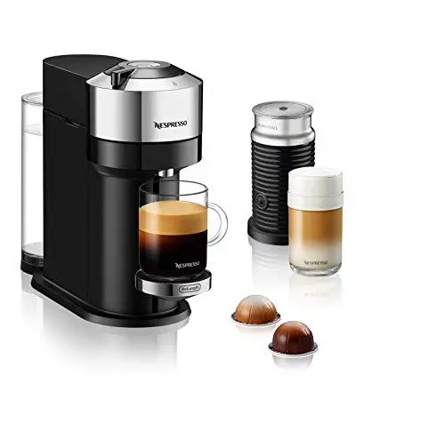 Produktbild: Nespresso De'Longhi ENV 120.CAE Vertuo Next Deluxe Kaffeekapselmaschine mit Milchaufschäumer, chromfarben