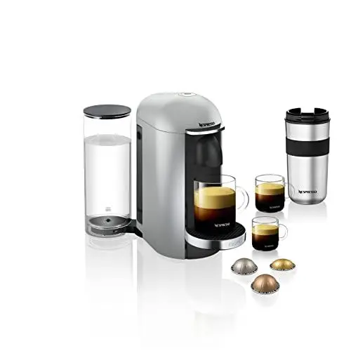 Produktbild: Nespresso Krups XN900E Vertuo Plus Deluxe Kaffeekapselmaschine | 5 verschiedene | kleine Kapsel für Espresso | 1,7 l Wassertankkapazität | Silber