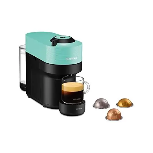 Produktbild: Nespresso Krups Vertuo Pop Kaffeekapselmaschine, Kapazität: 560 ml, automatische Kapselerkennung, One-Touch-System, 4 Tassengrößen, verkürzte Aufheizzeit, nachhaltig, Aqua Mint, XN9204