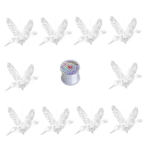 Produktbild: NESTINGHO 11st Deckenbehang Kolibri Aus Acryl Deckendekoration Hängende Kolibri-verzierung Deckenpendel Dekoration Mit Fliegenden Vögeln Hochzeitskristalle Vögel Kolibri-Ornament Aus Acryl