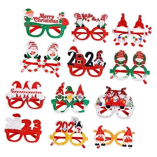 Produktbild: NESTINGHO 12St Weihnachtsbrille Weihnachtsfeier Brillen Requisiten für Weihnachtsfotos kinderferngläser weihnachtsmotiv Brillen für die Weihnachtsfeier Party-Brillen-Requisiten Plastik