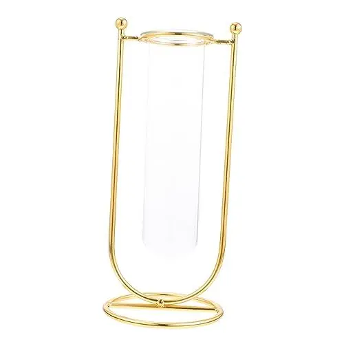 Produktbild: NESTINGHO 1 Satz Blumenständer Aus Schmiedeeisen Reagenzglas Blumenvase Rustikale Hochzeitsdekoration Klare Zylindervasen Klare Vasen Für Blumen Pflanzendekorationen Nordisch Golden