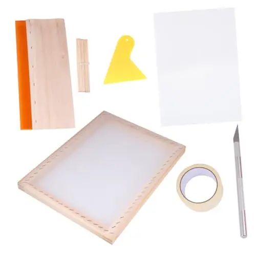 Produktbild: NESTINGHO 1 Satz DIY-druckwerkzeuge Siebdruckrakel Siebdruckrahmen Gewebe Für Den Siebdruck Siebdruck-starterpaket Siebdruck-kit Für Zu Hause Starter-kit Zum Bedrucken Von Hemden Hölzern