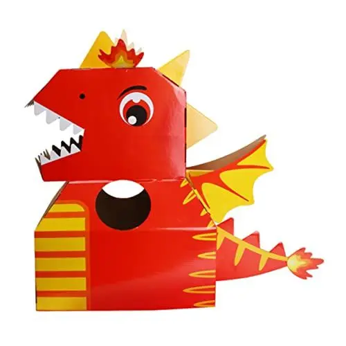 Produktbild: NESTINGHO 1stk Dinosaurier-Kopf Interaktives Spielzeug Für Kinder Lustiger Kostümhut Kinder Tragbarer Karton Cosplay-spielzeugversorgung Dinosaurier-Cosplay Kinder Spielset Papier Rot