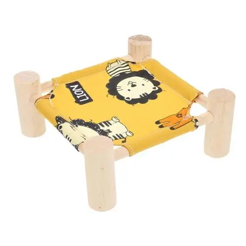 Produktbild: NESTINGHO 1stk Hamsternest Feldbett Haustierkäfig-hängematte Haustier-hängemattenbett Chinchilla-hauskäfig Vogelschlafhaus Hamsterkäfig Hängematte Tierisches Spielzeug Kaninchen Yellow Holz