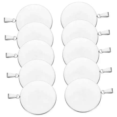 Produktbild: NESTINGHO 20St Basen Ersatz-Halskettenkette Kettenverschlüsse für Lagenlook hängende Lünette runde Halskettenlünette Schmuck basteln Schmuckanhänger Anhänger Tabletts runder Korkboden Silver
