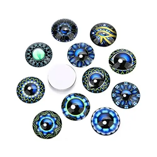 Produktbild: NESTINGHO 20St runder Cabochon aus Glas DIY Glasflicken Uhr Dekoration Scrapbooking Augenzeit gem Edelsteine ​​Glasaufkleber Flecken Schmuckaufnäher Schmuckmaterial selber Machen Blue