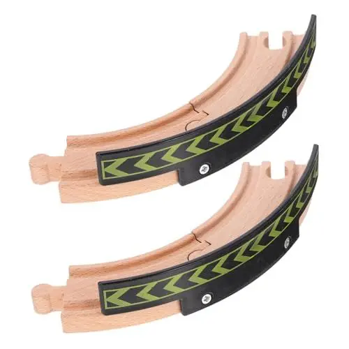 Produktbild: NESTINGHO 2St Eisenbahngleis Eisenbahnschienen für Kinder Spielzeugeisenbahn stapeln Zugszenen-Layout-Gleis Zug Eisenbahn Brio-Zug Kinderspielzeug aus Holzeisenbahn Holzschiene für den Zug