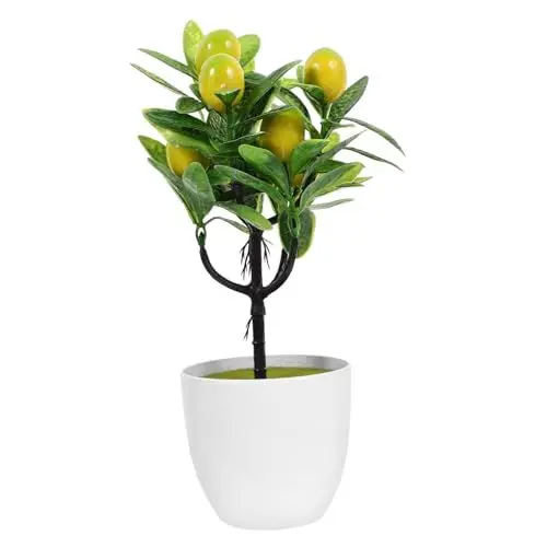 Produktbild: NESTINGHO 2St Faux-Zitronen-Topfpflanze Simulation von Zitronenbäumen Künstliche Zitronenpflanze kunstpflanze kunstplflanze Bonsai-Simulationen gefälschte Zitronenbaumbonsais Plastik Yellow