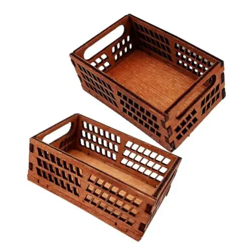 Produktbild: NESTINGHO 2St Puppenhaus-Aufbewahrungsbox verscho Möbel Lebensmittelkorb im Maßstab 1:12 kleine Gemüsekörbe schmücken Aufbewahrungskörbe Mini-Hausverzierung Mini- -Aufbewahrungskorb