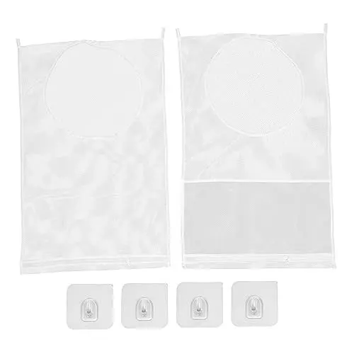 Produktbild: NESTINGHO 2st Netzbeutel Für Schmutzige Kleidung Wäschekörbe Für Kinder Mesh-badespielzeug-Organizer Badespielzeugnetz Kinder Badewanne Wäschekorb Für Kinderspielzeug Weiß Polyester