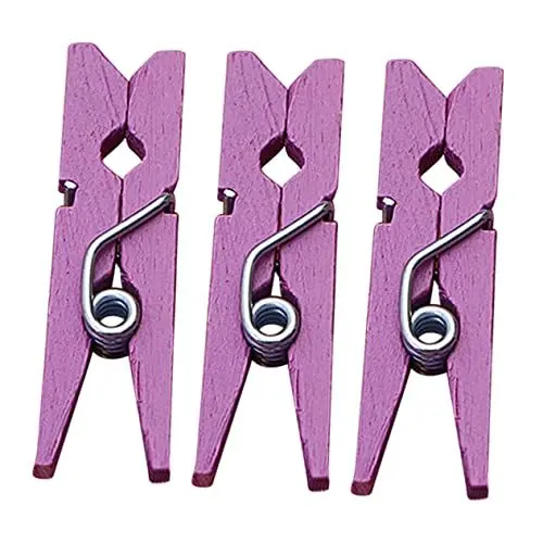 Produktbild: NESTINGHO 300St Bastelclip Cuadros für Fotos Taschenclips Bild Foto Aufhängeklammer der Fotostick Nippclip bürodeko büro Dekoration Fotohalter Fotostifte Wäscheklammer aus Holz Violett