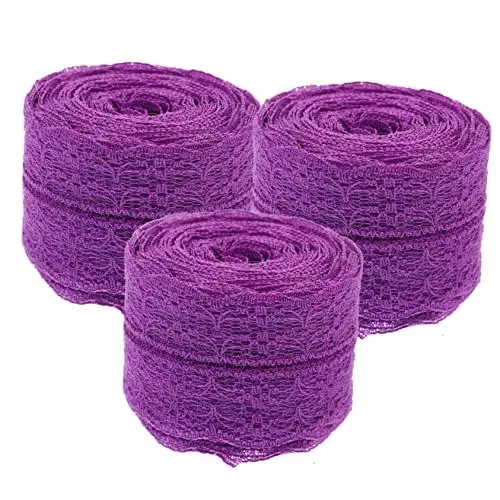 Produktbild: NESTINGHO 3 Rollen Nicht Dehnbare Spitze Nähen Von Spitzenborten Diy Nähen Trimmen Spitzenbesatz Für Heimwerker Bastelspitze Zum Nähen Spitzenapplikation Makramee-besatz Polyester Violett