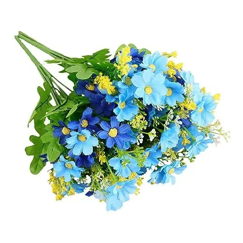 Produktbild: NESTINGHO 3st Gänseblümchen-strauß Kunstblumen-Gerbera-gänseblümchen Pflanzenstrauß Blumenarrangements Dekor Sonnenblumenstrauß Für Zuhause Künstliche Sonnenblumenranke Blue