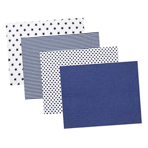 Produktbild: NESTINGHO 4 Stück Handgemachtes Patchwork Steppen Nähen Stoff Quilt-Sets Schnittmusterstoffe Patchworkdecke Zubehör Zur Maskenherstellung Gesichtsmaske Bausatz Stoffe Nähen Baumwolle Blue