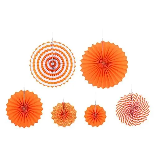 Produktbild: NESTINGHO 6 STK Faltbare Fächerblume Hochzeitsdekorationen Wabenfächer-Dekorationen Herbstdeko Faltbare Ventilatoren Hochzeitsdeko Im Herbst Party-wanddekoration Fächer Falten Papier Orange